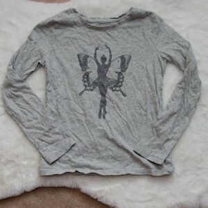GAP Kids Ballerina Butterfly Long Sleeve T-Shirt-Gray-Girls Size M (7)